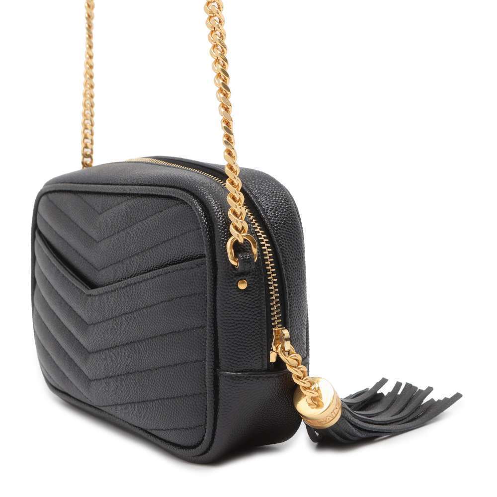 Saint Laurent Lou Shoulder Chain Leather Bag Paris Black